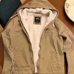 Hollister Beige Hooded Jacket with White Lining